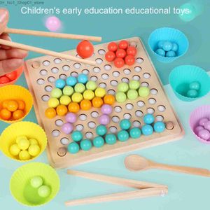 Sortowanie gniazdowania Zabawki drewniane koraliki gra Montessori Edukacyjna wczesna nauka dzieci Klip Puzzle Puzzle przedszkola