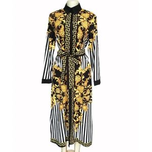 Roupas étnicas Roupas Africanas Impressão Elástica Bazin Rock Estilo Dashiki Manga Longa para Mulheres Camisa Muçulmana Vestido Senhora Impressão Digital Robe