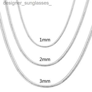 ペンダントネックレス40-75cm 925スターリングシルバー1mm/2mm/3mm男性用のソリッドヘビチェーンネックレス