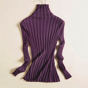 SuyaDream Women Turtleneck Ribs Pullovers Solid Slim Fit Sweaters 70%Silk 15shmere 15%Nylon 2020 Fall Winter Knit Top LJ201126