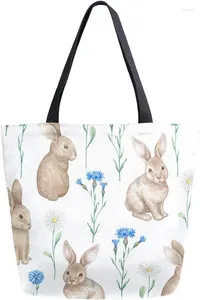 Shopping Bags Tote Bag Cute Easter Flowers Pattern Large Handbags Reusable Multi Purpose Strong Durable For Woman Man