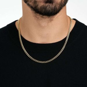 Högkvalitativ hiphop kubansk länk 316 rostfritt stål guldpläterad polsk diamantskuren trottoarkedja halsband för män och kvinnor