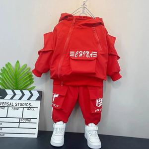 Clothing Sets Baby Boys Set Spring and Autumn Handsome Children s Hooded Jacket Pants Two Piece Sports 231218
