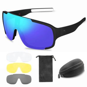 Gözlükler Po Crave Sport Güneş Gözlüğü Erkek Kadın UV400 Bisiklet Polarize Yarım Büyük Çerçeve Değiştirilebilir Çok Renkli 4 Set Lens Goggles