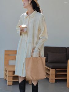 Women's Trench Coats ALSEY Pleated Miyake Coat 2023 Autumn Casual White Fashion Elegant Office Lady Streetwear Dresses