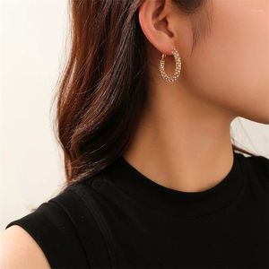Dangle Earrings 2023 Big Circle Round Hoop For Women's Fashion Statement Golden Zircon Punk Charm Party Jewelry