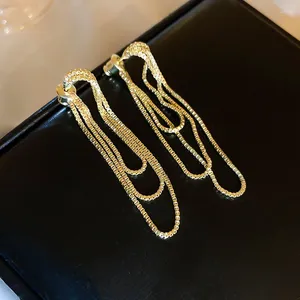 Dangle Earrings Multi Layer Chain For Women Trend Gold Color Ear Accessories Lobe Fashion Western Jewelry Girls Gifts KAE027