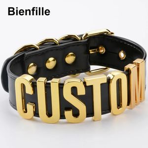 Smycken romantisk present anpassad choker krage halsband pu läder anpassade personligt namn choker cosplay välj bokstäver halsband kvinnor