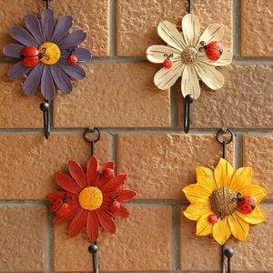 Ganchos criativos resina flor forma cabides de parede para chave chapéu toalha decoração para casa