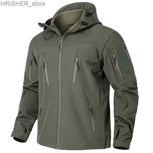 Giacche tattiche Giacca tattica militare Softshell impermeabile da uomo Giacca invernale in pile antivento con cappuccio Giacca militare da escursionismo all'apertoL231218