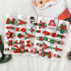 Accessori per capelli 5 pezzi / set Forcina per bambini Carino albero di Natale Fiocco di neve Alce Fermagli per capelli Forcelle per bambina Fascia per capelli per bambini