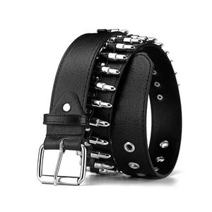 Belts Steam Punk Bullets Belt Y2K Goth Women Men Fashion Ladies Rivet Studded Imitation Leather Belt Ladies Jeans Retro AccessoriesL231218