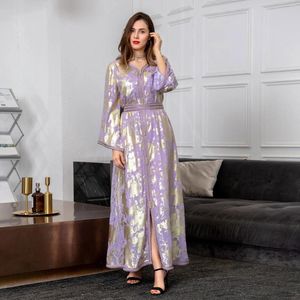 Roupas étnicas 2 peças conjunto muçulmano dubai mulheres noite vestido de festa com cinto abaya kaftan turco árabe robe islâmico jalabiya eid ramadan