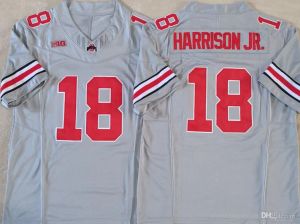 Custom 2023 18 Marvin Harrison Jr. Ohio State Buckeyes Osu College Football Jersey Mens Red Grey White Black Size S-3xl