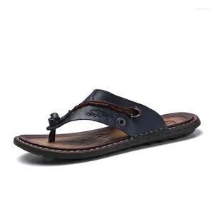 Slippers 2023 Summer Handmade Leather Trendy Fashion Men's Flip-flops Outdoor Breathable And Comfortable Sandals