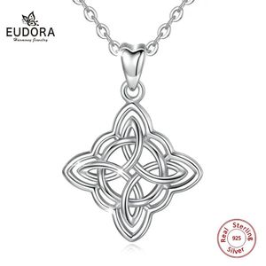 Rings Eudora Sterling Sier Good Luck Irish Celtic Knot Pendant Necklace with Gift Box Fashion Women Jewelry Sier Knot Charm Cyd200