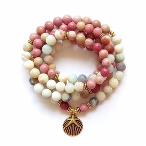 108 MALA Rhodonite Balances Rhodonite Armband New Design Women's Yoga Armband Healing Spiritual Gift Ite Armband Y200730210T