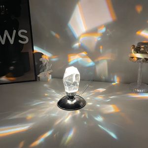 Decorative Objects Figurines Diamond Table Lamp Crystal Night Light USB with Remote Control Bedside Romantic Projector Luxury Atmosphere Nightlamp Gift 231218