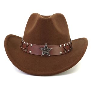 Cappelli Fedora in feltro di lana da uomo stile britannico berretto da cowboy occidentale stile etnico cappello da sole da esterno unisex per feste jazz