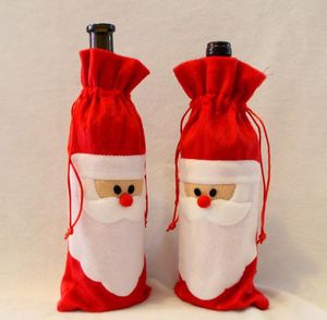 Santa Claus presentpåsar Juldekorationer Röd vinflaska täckpåsar Santa Champagne vinväska Xmas gåva 31*13 cm