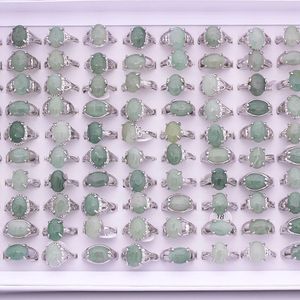 Anéis de banda vintage natural verde quartzo anel para mulheres geométrico cristal anéis de noivado conjunto feminino presente jóias finas 25 pçs/lo 231218