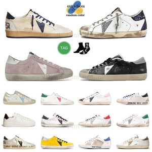 Złoty buty brudne stare sneaker High Top Buty zwykłe GOZES MIN-STAR HI STAR SIPPER SUPER STARS SUEDE SLIDES Różowe płaskie mokasyna Platforma Platforma Women Men Plate Forme