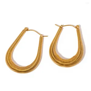 Hoop Earrings Chic Stainless Steel PVD Chunky Women Huggie Glossy Gold Color Ear Buckle Hoops Party Jewelry Stylish