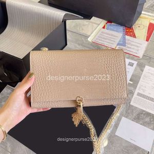 Ysaint Cosmetic Quality Lady Calfskin Purse Women Luxury Katee Alligator Chain High and Fashion Italy Tassel Famous Bag Textured Leather Handbags 25cm Z49a