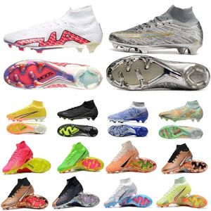 Mens Football Men Kids Soccer Shoes Cleats Mercurlal Superfiy XXV Silver IX 9 Elite FG Youth Blast Mbappe Cristiano Ronaldo Luminous Dream Speed ​​6 25th Anniversary