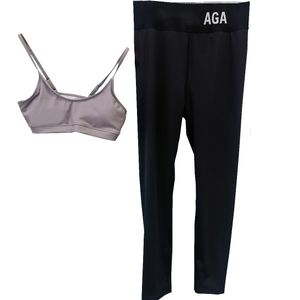 Seksi Yoga Sütyen Pantolon Seti Yaz Spor Kıyafet Tasarımcısı Yastıklı Fitness Tank Tops Mektup Baskı Elastik Sıkı Taytlar Kadınlar Jogging Spor Giyim