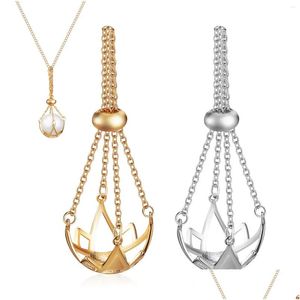 Pendant Necklaces 2 Pcs Necklace An Fittings Cage Pendants For Pearls Copper Crystal Holder Drop Delivery Jewelry Otluo