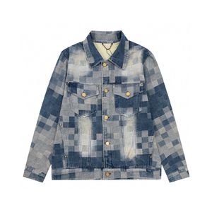 Highend varumärke mens jacka mode gradient färg rutnät design oss storlek enkel breasted denim jacka högkvalitativ lyxdesigner jacka