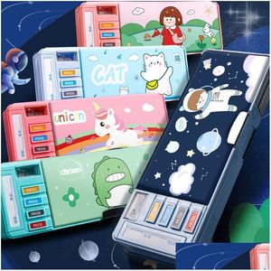 Pencil Bags Wholesale Deformed Cute Case School Stationery Storage Box Cartoon Pen Plastic Bag Student Kids Supplies Drop D Homefavor Dhb8T