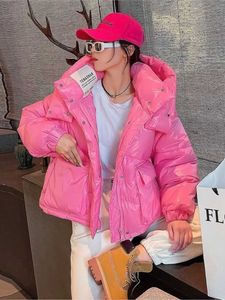 Piumino da donna Parka Piumino d'anatra bianco Cappotti invernali da donna Giacca corta con cerniera allentata con cappuccio Casual Addensare caldo piumino coreano Abbigliamento alla moda J231227