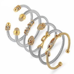 Bracciale unico a catena intrecciato con polsino aperto braccialetti di moda per le donne Matrimonio gioielli di lusso alla moda Argento ampio braccialetto di corda di canapa 231219