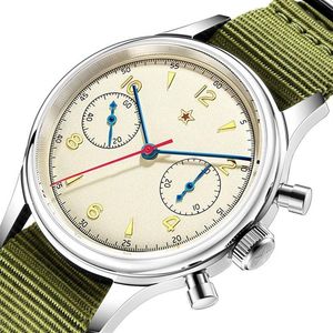 Relógios de pulso Pilot Seagull Movimento 1963 Chronograph Mens Watch Sapphire Quartz 40mm Masculino Relógios de Pulso para Homens À Prova D 'Água Montre 2179