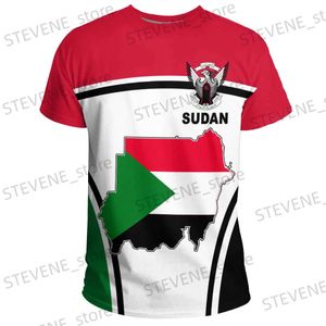 T-shirt da uomo Sudan Flag Stemma Graphic Tee Summer Casual Pullover Moda uomo T-shirt larghe Ragazzo oversize maniche corte Top T231219