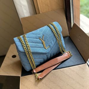 10a lüks tasarımcı çantası denim loulou puffer lüks omuz çantaları 30 cm kadın moda çanta haberci crossbody bayanlar altın zincir totes çanta