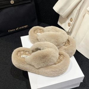 Winter Hair Women Rabbit Autumn s Thick Sole Clamping Toe Wearing Warm Herringbone Slippers Fur Shoes Women Slipper Shoe