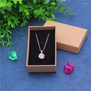 ジュエリーポーチ24pcs/lot 5cmx8cm Kraft Paper Box Cardboard Gift for Necklace Ring Soap Pendant Package canパーソナライズされたカスタムロゴ