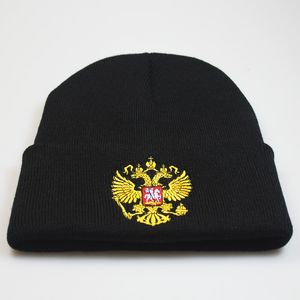 Berets Brasão de Armas Rússia Bonnet Chapéu Tricô Chapéus Homens Mulheres Moda Unissex Bandeira Russa Quente Inverno Skullies Beanies Caps2024 QEV8