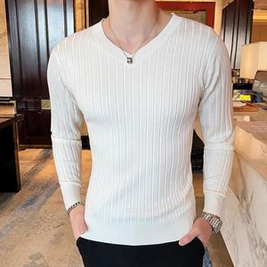 Men's Sweaters Style Autumn Winter Keep Warm Slim Fit V-neck Knit Shirts/Male High Quality Tight Set Head Man Clothing