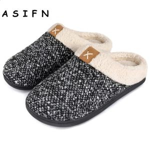 Chinelos ASIFN Chinelos de Inverno Tapete Casa para Homens Presentes Deslizamento em Pantuflas Espuma de Memória Comfy Fuzzy Plush Forro Sapatos Interior Ao Ar Livre 231219