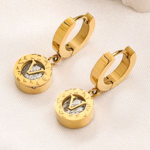 Modedesigner smycken örhängen örat guld pläterat rostfritt stål örhänge märke bokstav stål tätning diamantörhängen för kvinnor älskar flickor bröllopspresent