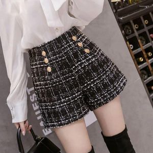 Women's Shorts Temperament High Waist Plaid Wide Leg Autumn Winter Slim All-match A-line Fashion Elegant Women Clothing