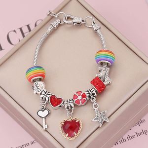 Neue Ankunft Liebe Kristall Charme Bunte Große Loch Perlen Armband für Frauen Schmuck