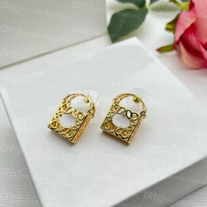 Retro Gold Plated Earrings For Women Fashion Hollow Out Chic Earrings Pendant Studs Anniversary Valentine Birthday Gifts