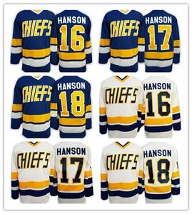 2016 Brothers Charlestown Slap Shot Movie CCM Hockey Jerseys Cheap 16 Jack Hanson 17 Steve Hanson 18 Jeff Hanson 7 Reggie Dunlop Blue 85