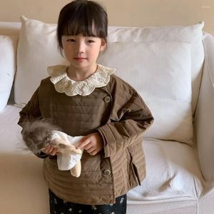 Jackor Girl Parkas 2023 Autumn and Winter Korean Girls Cardigan Quiltad Coat Loose Baby Cotton Padded Coats