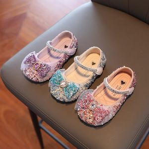 Flat shoes Girl's Princess Shoes Sequins Crystal Dream Sparkly Children Ballet Flats 26-36 Three Colors Autumn Beautiful Kids Mary Janes 231219